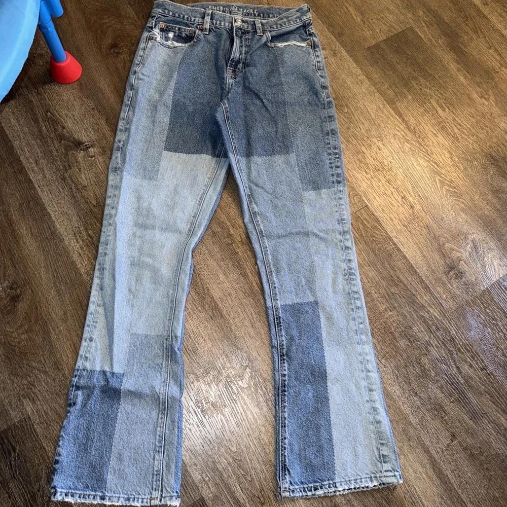 American Eagle Women's Jeans90's Bootcut Mid Rise PatchWork Distressed Size 2